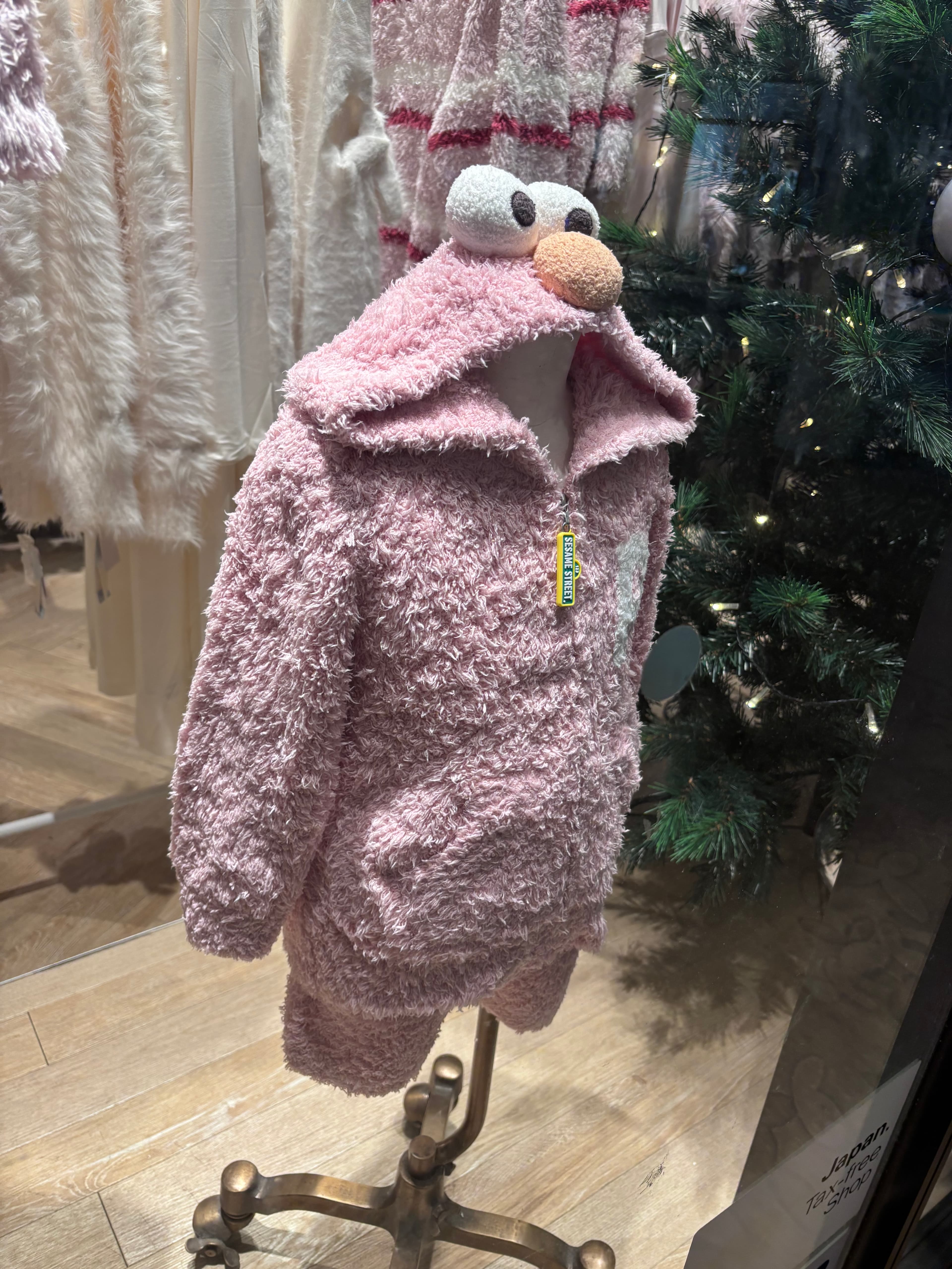 セサミストリート エルモ もこもこ着ぐるみロンパース ピンク - Image 1